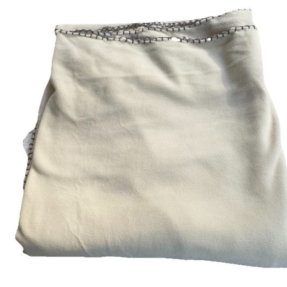Tan Blanket 100% Polyester Brown Stitching 104 x 44 Warm Winter Decorative
